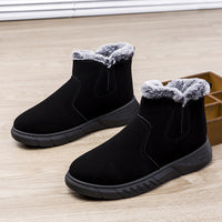 Winter Snow Boots Men V Cutout Shoes With Plush Ankle Boots