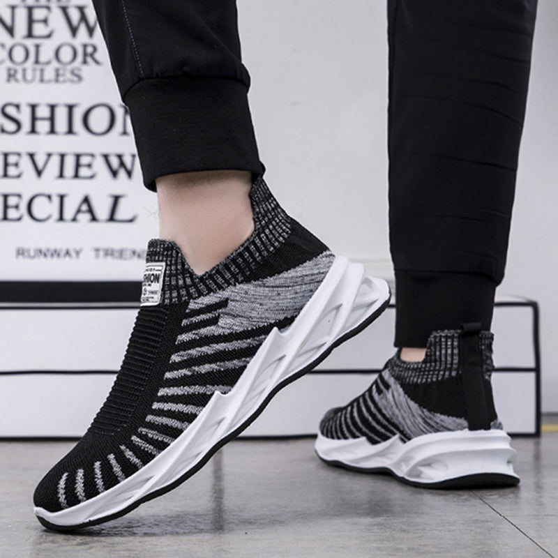 Sock Mesh Shoes Men Stripe Sneakers Lightweight Breathable Flat Shoes