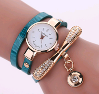 Thin belt fashion ladies watch Casual three-ring winding bracelet watch Women's fashion quartz watch