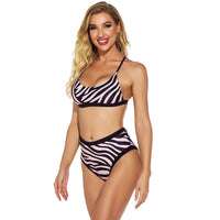 High Waist Split Swimsuit Printed Bikini