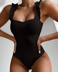 New Sexy One Piece Swimsuit Women Ruffle Swimwear Bodysuit Swimsuit Push Up Monokini Solid Bathing Suits Summer Beach Wear