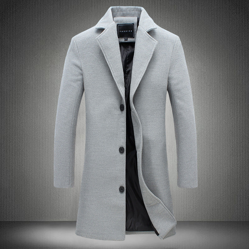 Autumn And Winter New Mens Solid Color Casual Business Woolen Coats - Big ben-Boutique