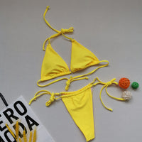 Multicolor Bikini Sexy Split Swimsuit Halter Tie