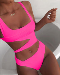 Solid color one-piece swimsuit one-piece bikini