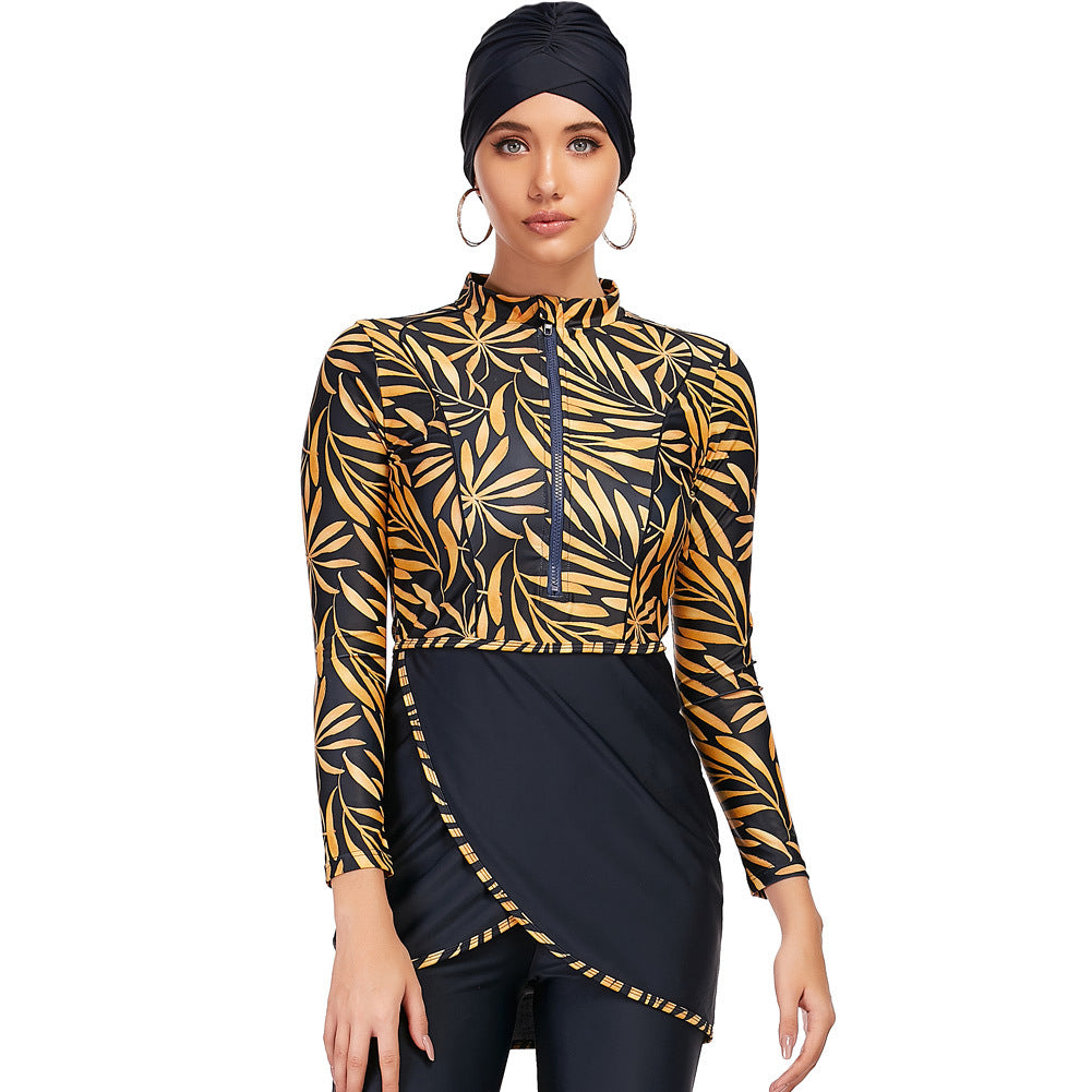 Zipper Muslim Swimsuit Burkini Women