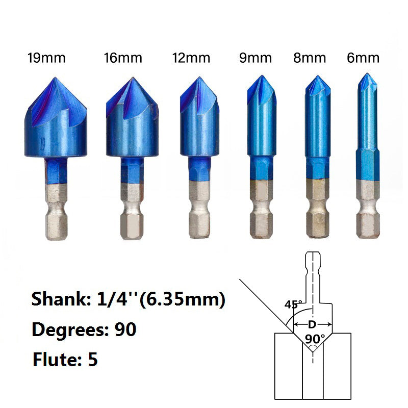 Blue coating 90 degree chamfer