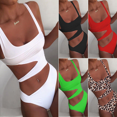 Solid color one-piece swimsuit one-piece bikini