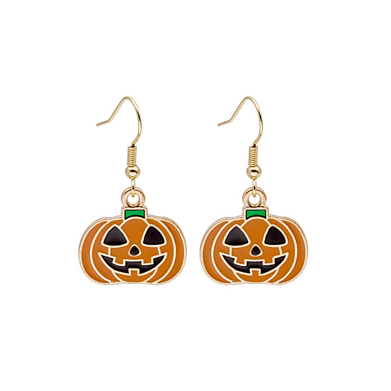 Halloween Earrings Cute Pumpkin Spooky Oil Drip Alloy Earrings Jewelry