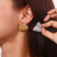 18K Gold Triangular Stud Earrings Ins Fashion Niche Style Retro Earrings For Women Jewelry