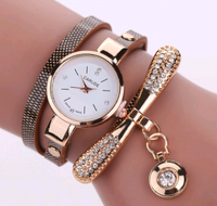 Thin belt fashion ladies watch Casual three-ring winding bracelet watch Women's fashion quartz watch