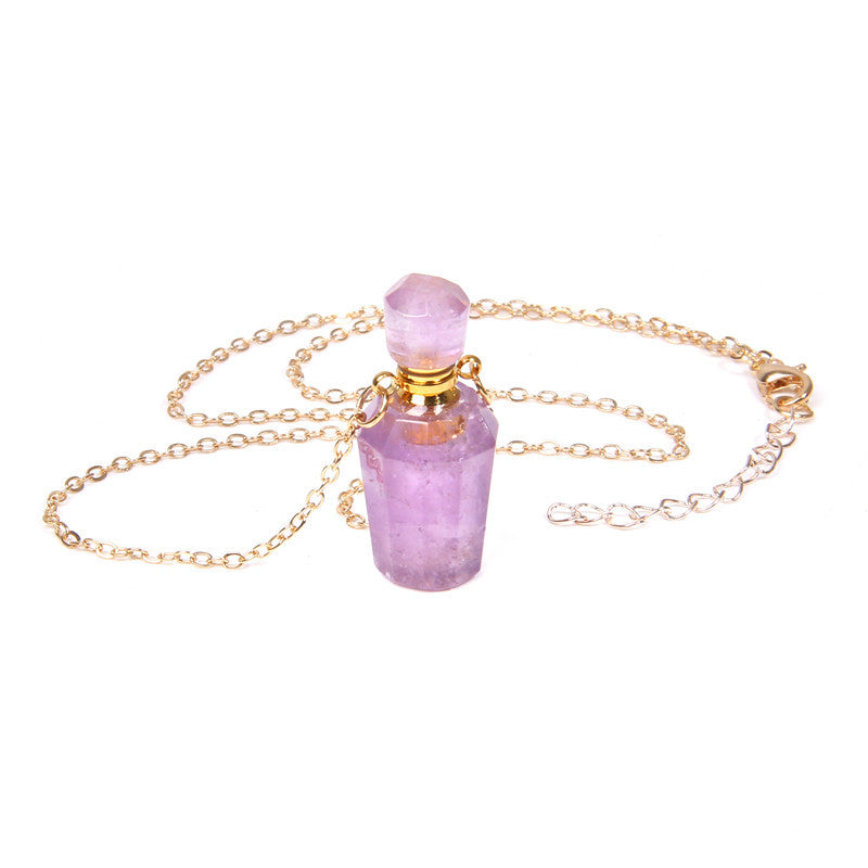 Perfume bottle crystal pendant necklace