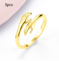 Alloy Simple Hands Hug Ring Opening Adjustable Jewelry