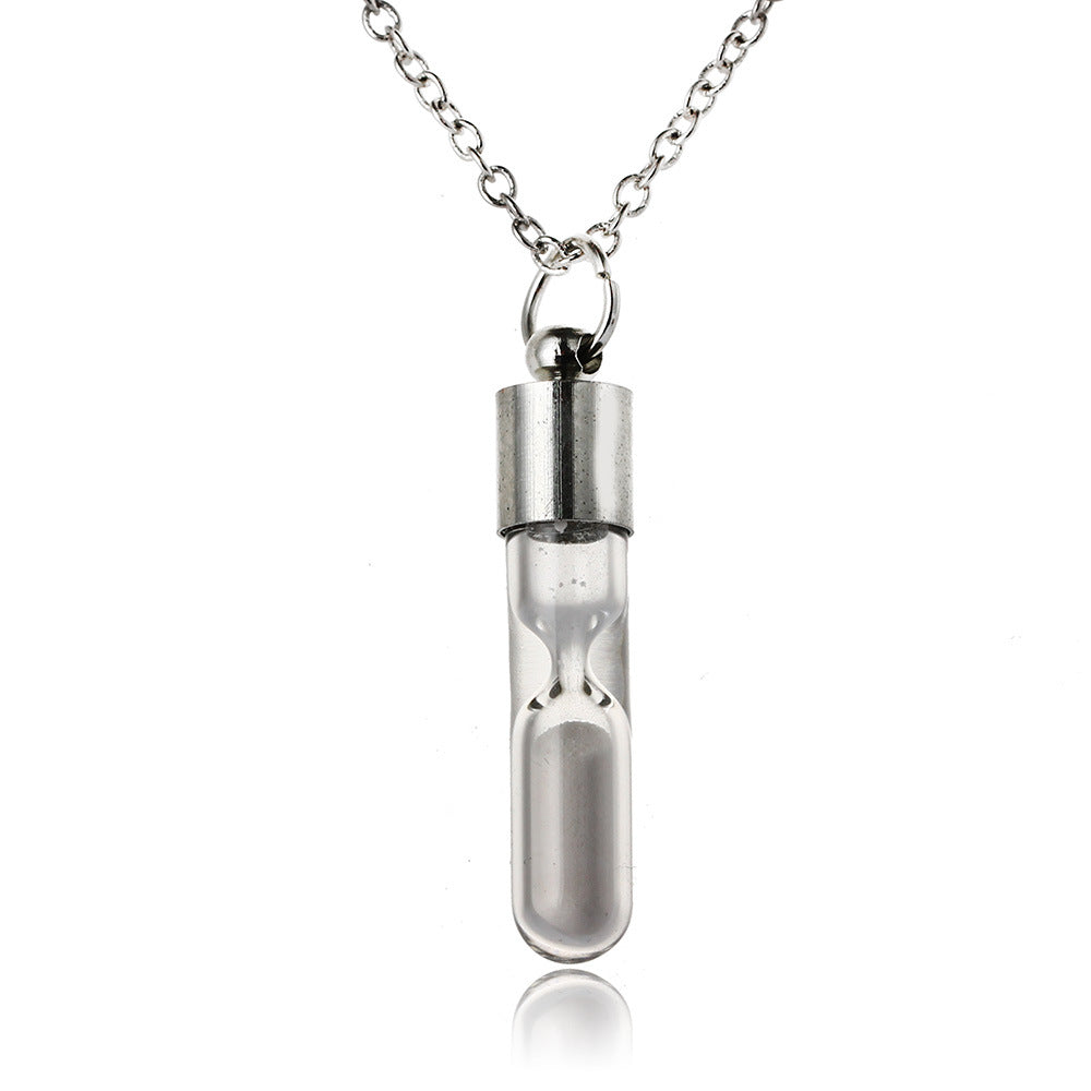 Fashion Hourglass Crystal Personalized Pendant Necklace Quicksand Wishing Bottle Luminous Jewelry For Women