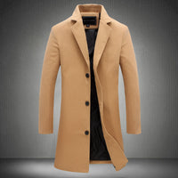 Autumn And Winter New Mens Solid Color Casual Business Woolen Coats - Big ben-Boutique