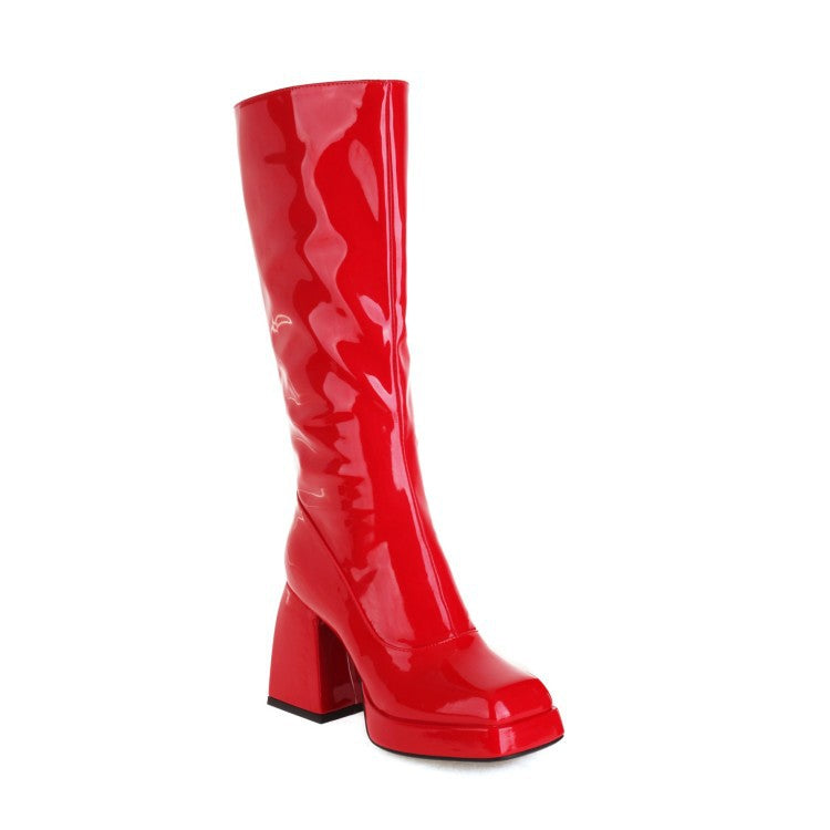 Fashion Waterproof Platform Candy Color High Boots Women