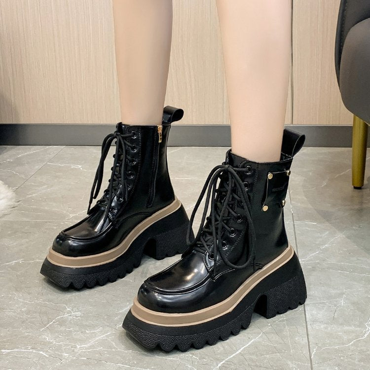 Women's Fashion Casual Soft Leather Platform Boots