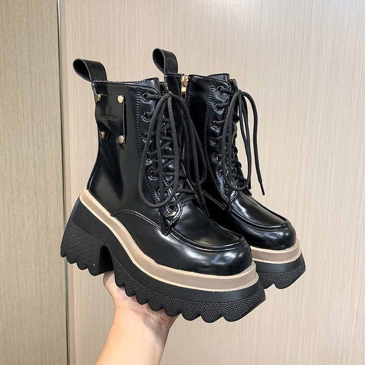 Women's Fashion Casual Soft Leather Platform Boots