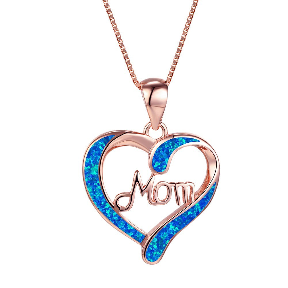 Love-shaped MOM Letter Pendant Necklace Mother's Day Gift Jewelry