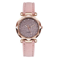 Casual Women Romantic Starry Sky Wrist Watch Leather Rhinestone Designer Ladies Clock