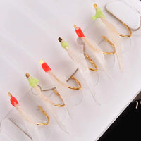 120PCS=20Packs Sea fishing live bait rigs Luminous Beads String hook Real Fish Skin Mackerel Sea Saltwater Rig Fishing Lure