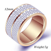 Wholesale  6 Row Crystal Jewelry Wedding Ring For Women High Quality Classic Stainless Steel Accessories Rings Party Jewelry