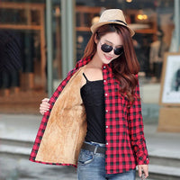 2023 Brand Winter Warm Women Velvet Thicke Plaid Shirt Style Coat Jacket Women Clothes Tops Female Casual Jacket Outerwear