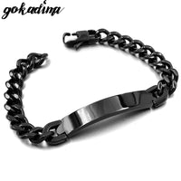 Gokadima Stainless Steel ID Bracelet For Men Jewelry masculina pulseira, Black / Rose Gold color Rock Punk Party Gift