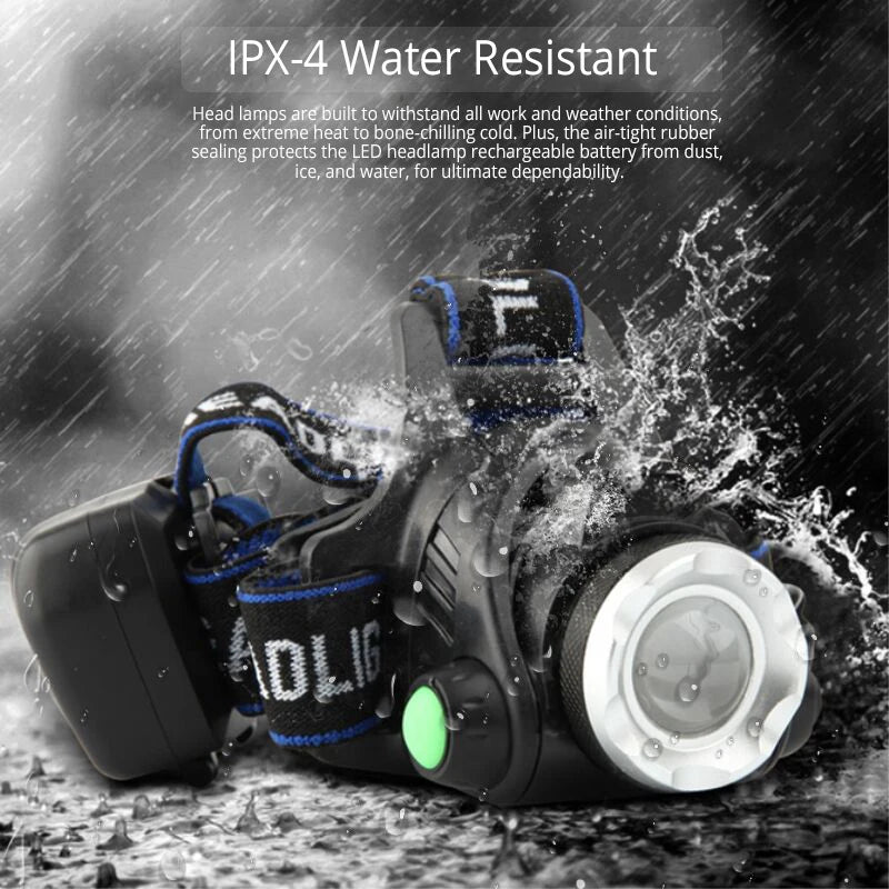 Powerful LED Headlamp 18650 DC Rechargeable Headlight Zoomable Head Lamp Waterproof Head Light High Lumens Head Flashlight