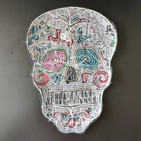 26CM Skull head Patches For Clothing Sequins Biker Badge Embroidery Fabric Patch Sequined Women Clothes Stickers Strange things