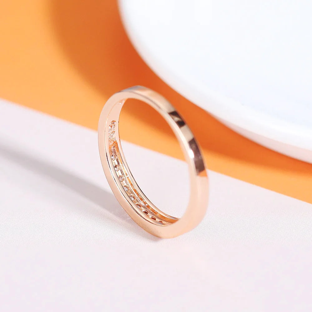 ZHOUYANG Wedding Ring For Women Lover Classic Micro-inserts Cubic Zirconia Wedding Engagement Ring Rose Gold Color Jewelry R062