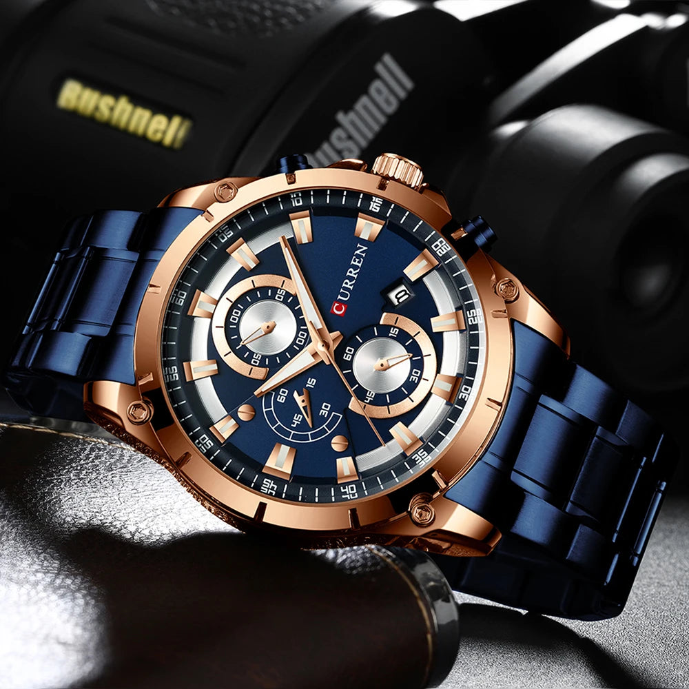 Gold Watches Men's Luxury Top Brand CURREN Quartz Wristwatch Fashion Sport and Causal Business Watch Male Clock Reloj Hombres