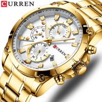 Gold Watches Men's Luxury Top Brand CURREN Quartz Wristwatch Fashion Sport and Causal Business Watch Male Clock Reloj Hombres