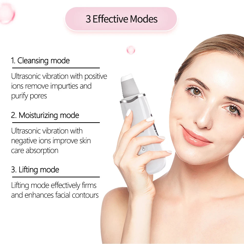 Beauty Star Ultrasonic Face Cleaning  Skin Scrubber Facial Cleaner Skin Peeling  Blackhead Removal Pore Cleaner Face Scrubber