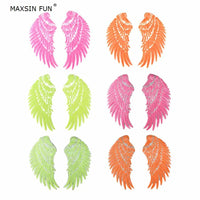 MAXSIN FUN 1 Pair Fashion Large Sequins Wing Patch For Clothing Applique Jeans DIY Accessories Cute Sew On Feather Sticker