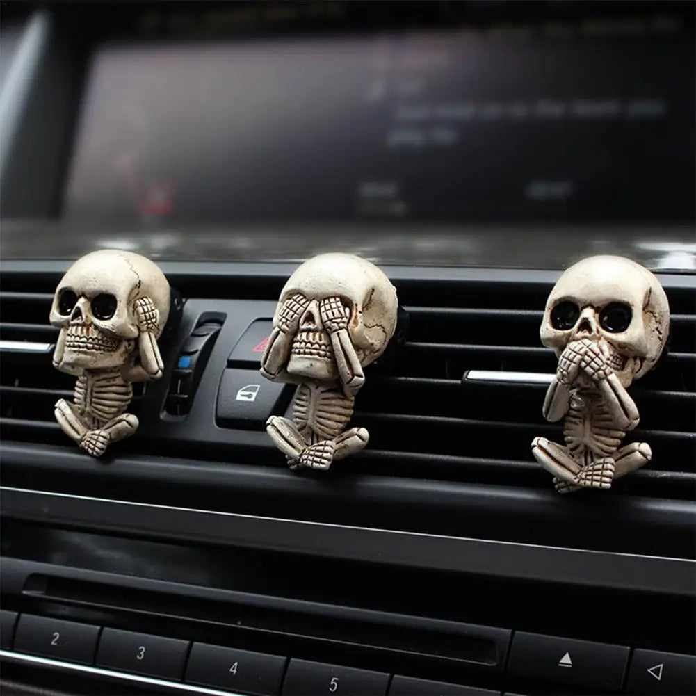 3pcs Bone Skull Car Air Freshener Vent Clip Human Body Skeleton Aromatherapy Resin Car Perfume Diffuser Car Smell Diffuser