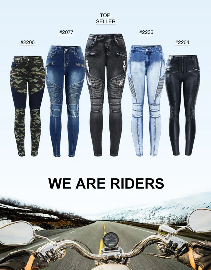 2168 Youaxon New Fashion Motorcycle Zip Jeans Women`s Mid High Waist Stretch Denim Skinny Pants Motor Jeans For Women Trend