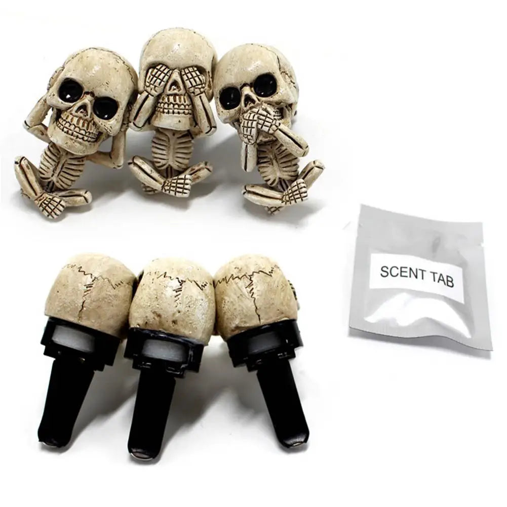 3pcs Bone Skull Car Air Freshener Vent Clip Human Body Skeleton Aromatherapy Resin Car Perfume Diffuser Car Smell Diffuser