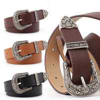 Black Leather Belt Women Metal Heart Buckle Waist Belt Vintage Western Carved Jeans Ladies Belts Shirts Waistband cinturon mujer