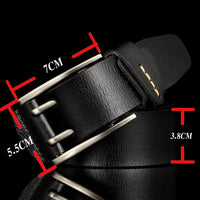 4 CM Width Fashion British Style Double Pin Buckle High Quality Genuine Leather Belt For Men Casual Jeans Waistbands Strap