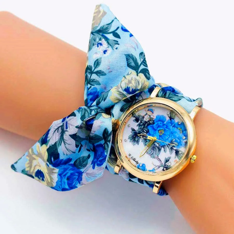 Shsby 2020 Women's Watches Fashion Floral Cloth Ladies Watches Flower Bracelet Clock Dress Wristwatch Luxury Relogio Feminino