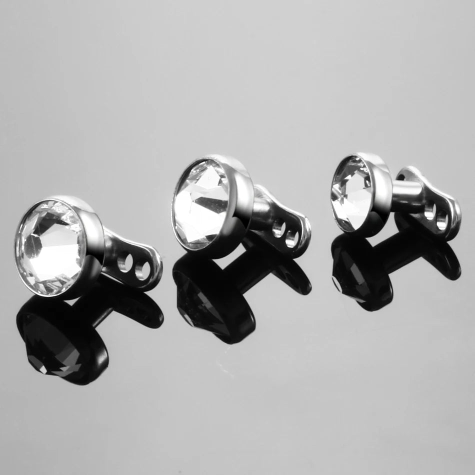 1PC G23 Titanium Triangle Hole Base Micro Dermal Anchor Top Piercing Hide in Skin Diver Piercing Clear Gem Top Ring Body Jewelry