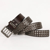 Heavy Metal Cowboy Punk Belt Genuine Leather Hip Hop Belts For Men Cross Rivet Jeans belt male Strap Ceinture Homme