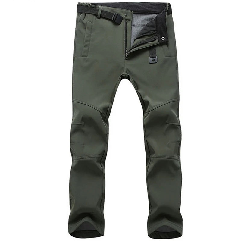 Stretch Waterproof Pants Men Casual Winter Thick Warm Fleece Shark Skin Trousers Male Windbreaker Sweatpants Mens Tactical Pants