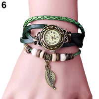 2023 New Women's Watch Retro Leather Bracelet Tree leaf Decoration Wrist Watch Ladies Quartz Watch relogio feminino часы