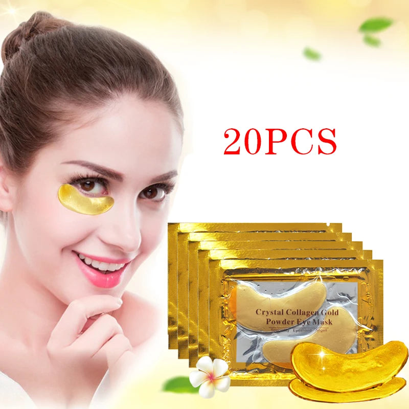 10Pairs=20pcs Crystal Collagen Gold Eye Mask Anti-Aging Dark Circles Acne Beauty  Patches For Eye Skin Care Korean Cosmetics