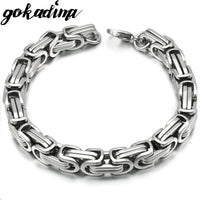 Gokadima New Product, Silver Color Stainless Steel bracelets Link Byzantine Chain Bracelet For MENS Jewelry Fashion Good quality