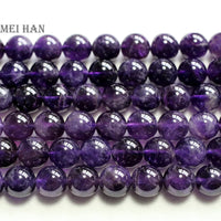 Meihan Natural Amethyst purple Crystal Quartz 6mm 8mm 10mm 12mm smooth round stone beads for jewelry making Bracelet necklace