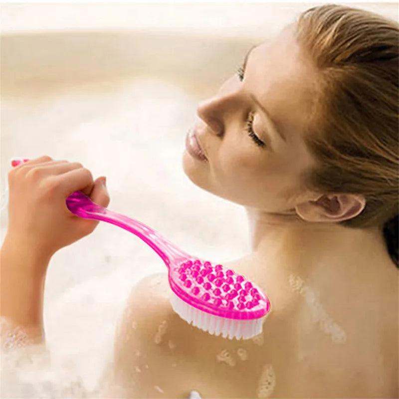 Bath Brush Back Body Bath Shower Sponge Scrubber Brushes With Handle Exfoliating Scrub Skin Massager Exfoliation Bathroom Brush