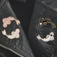 Lucky fish Koi Enamel pin White pink black Brooches Gift Denim Jeans Clothes cap bag Pin Badge Button Lapel pin gift for kids