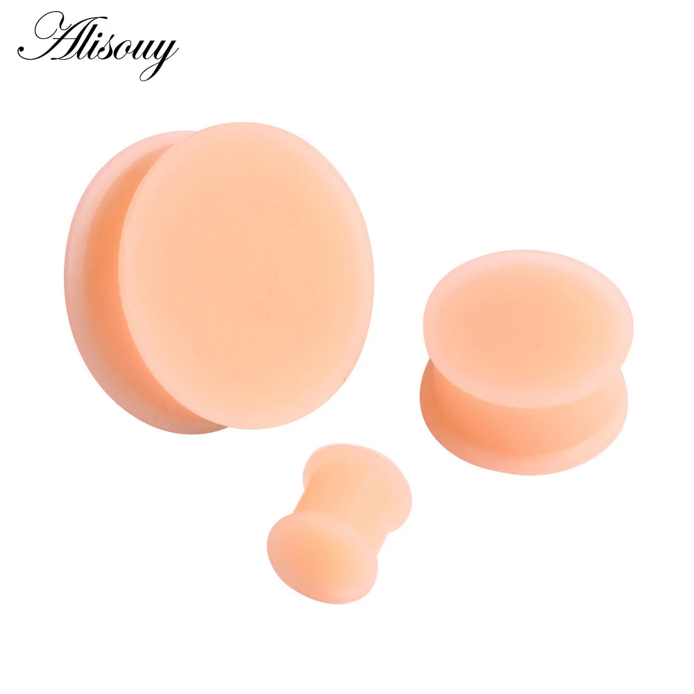 2PCS Skin Silicone Ear Plugs Tunnels Piercings Flexible Earring Gauges Ear Stretchers Silicone Tunnels Expanders Body Jewelry